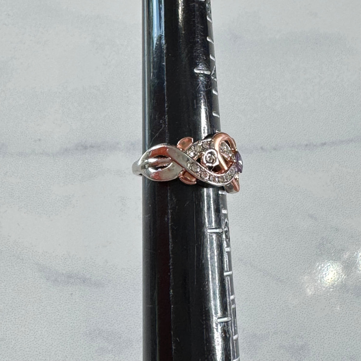 Enchanted Princess Two-Tone Heart Knot Ring - Size 5