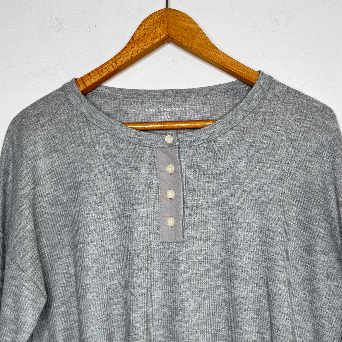 American Eagle Cropped Long Sleeve Thermal Top - Size Small