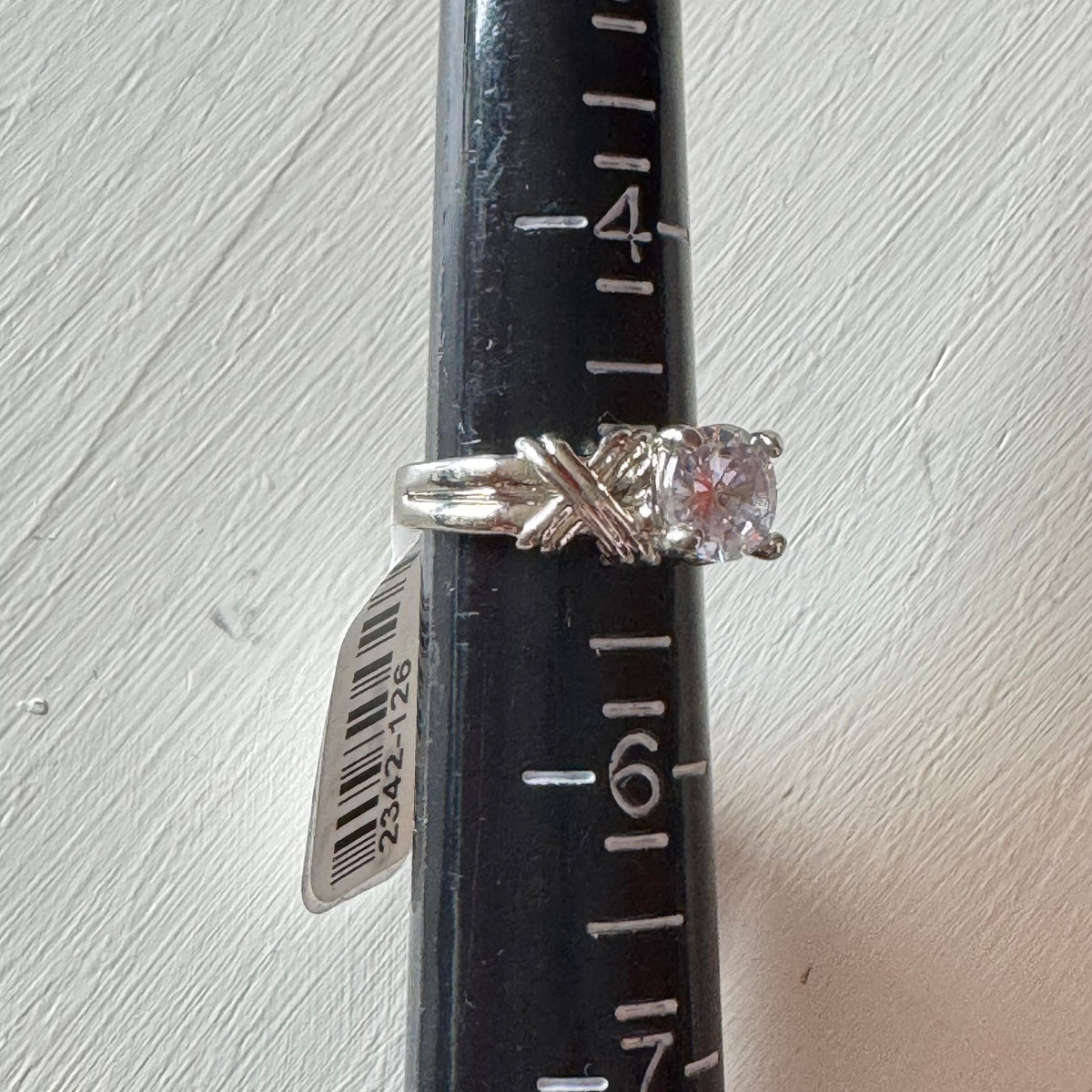 Faux Diamond Criss Cross Ring - Size 5