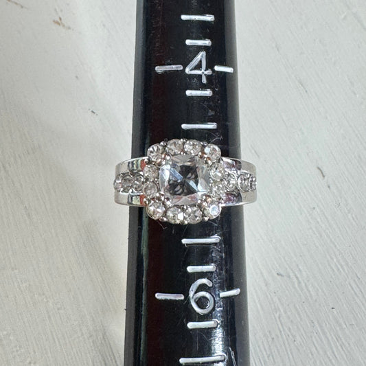 Faux Diamond Cushion Halo Ring - Size 5