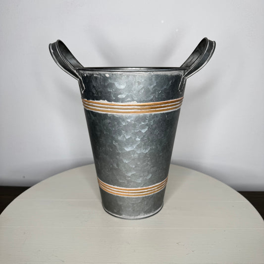 Galvanized Metal Pail With Handles - 9”