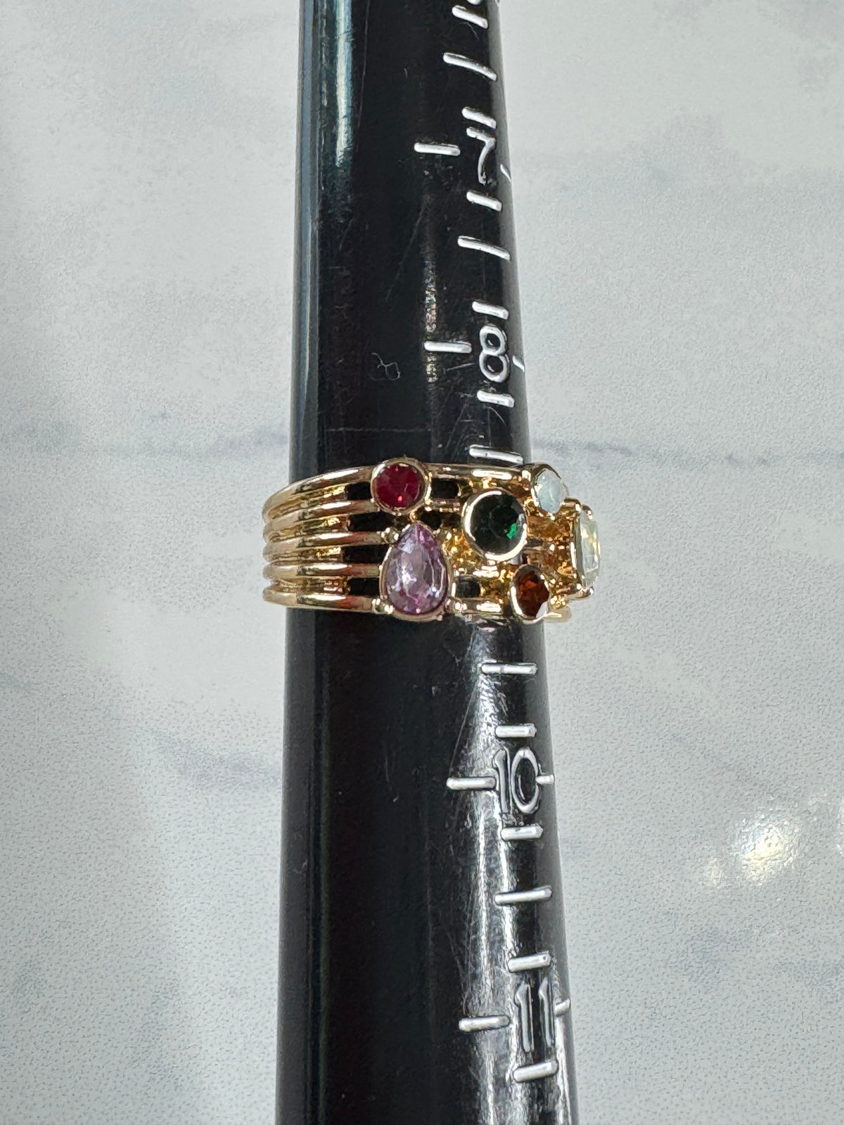 Vintage Inspired Multi-Stone Confetti Statement Ring - Size 9