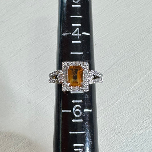 Faux Citrine Topaz Split Shank Ring - Size 5