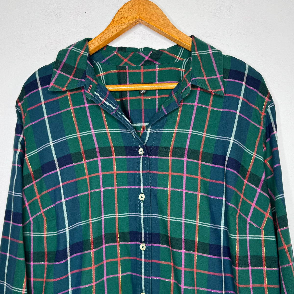 Talbots Plaid Long Sleeve Button Front Top - Size 2X