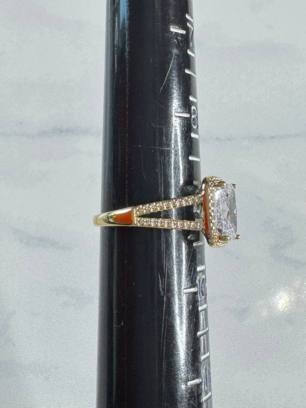 Radiant Cut Halo Engagement Ring With Pavé Split Shank - Size 9