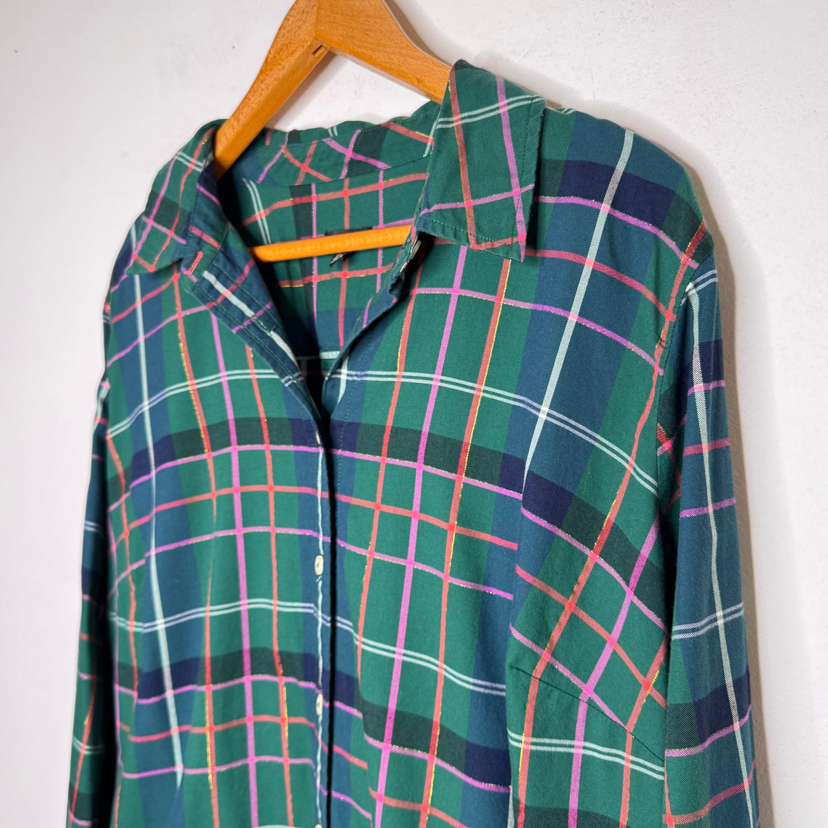 Talbots Plaid Long Sleeve Button Front Top - Size 2X