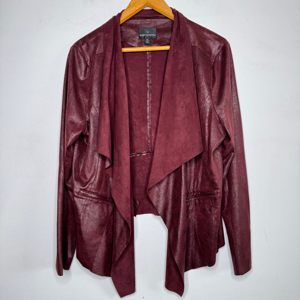 Worthington Suede-Like Drape Front Cardigan - Size XL