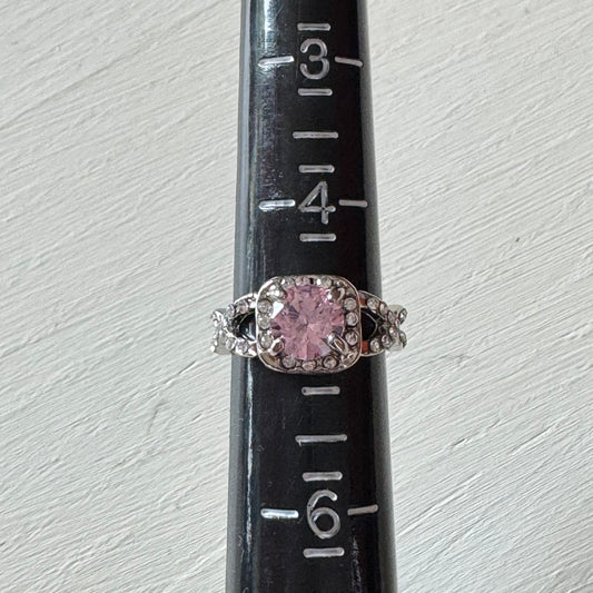 Pink Cushion Halo Ring - Size 5