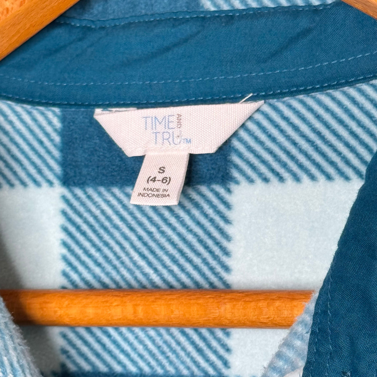 Time & True Plaid Fleece Button Front Shacket - Size Small
