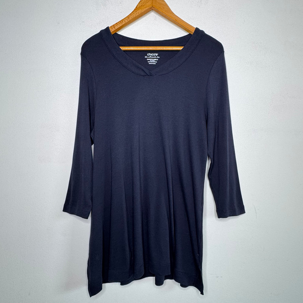 Chico’s The Ultimate Tee 3/4 Sleeve Tunic Top - Size Large