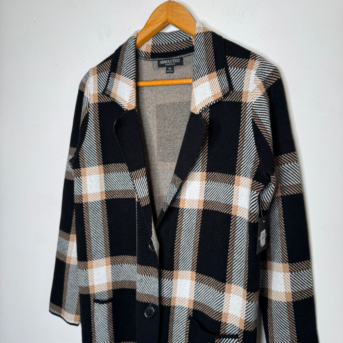 Absolutely Famous Plaid Sweater Jacket - Size Medium