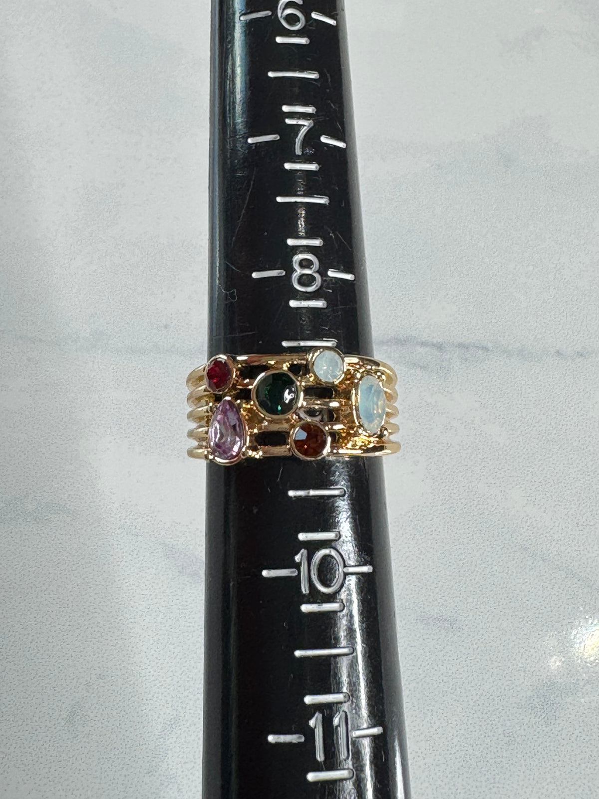 Vintage Inspired Multi-Stone Confetti Statement Ring - Size 9