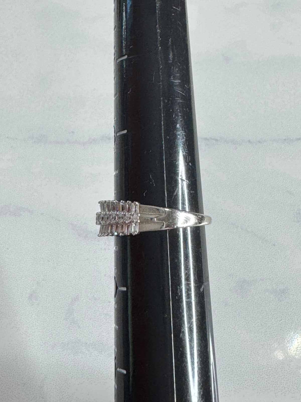 Baguette & Round Brilliant Multi-Row Cluster Statement Ring - Size 9