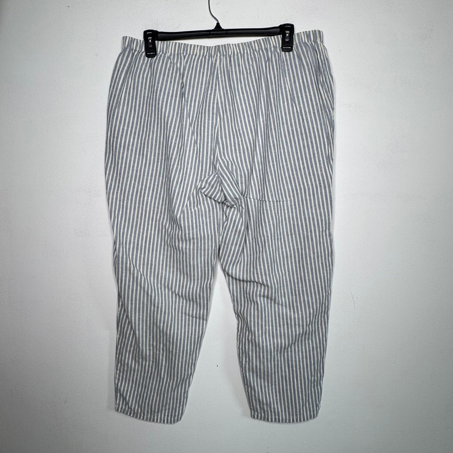 Eileen Fisher Striped Organic Linen Pull-On Pants - Size 1X