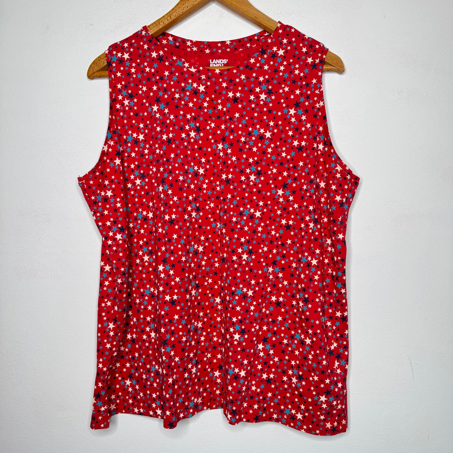 Lands End Star Print Sleeveless Tee - Size 1X