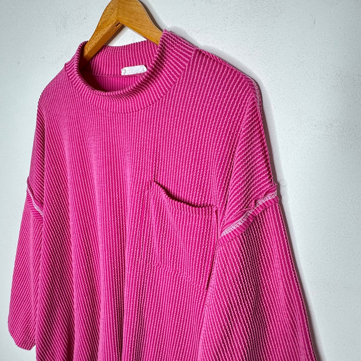 Nellie Mae Ribbed Oversized Mock Neck Top - Size XS