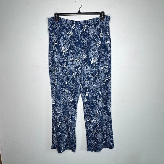 Susan Graver Pull-On Paisley Floral Print Pants - Size XL