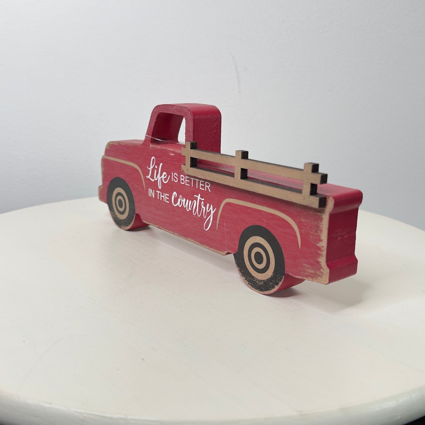 Life Is Better In The Country Red Truck Wood Decor Block Sign