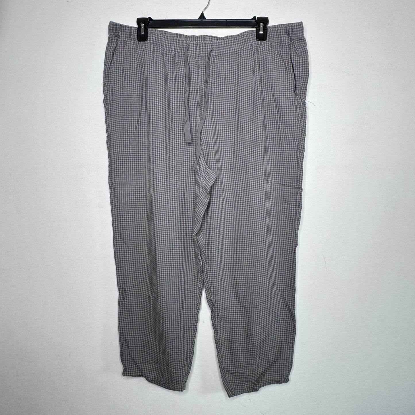 Eileen Fisher Plaid Organic Linen Pull-On Pants - Size 1X