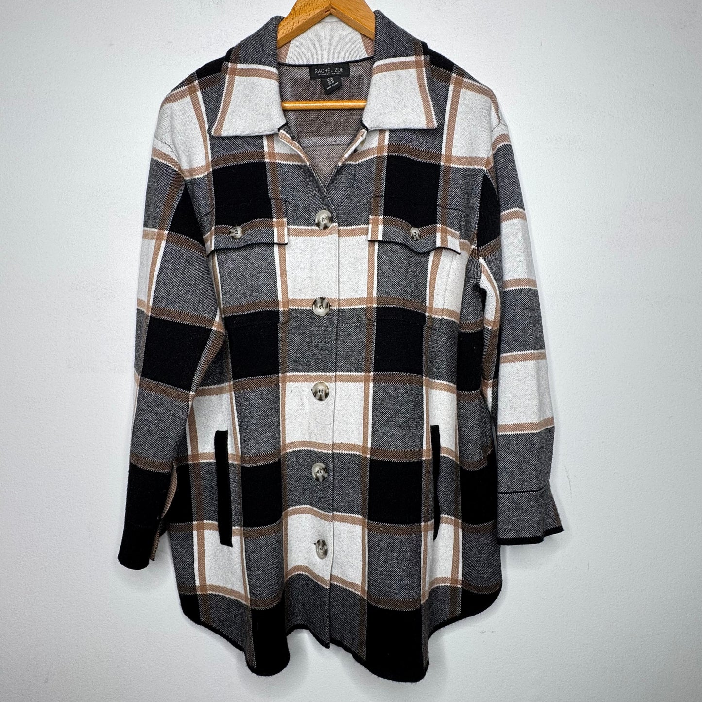 Rachel Zoe Plaid Sweater Jacket - Size 1X