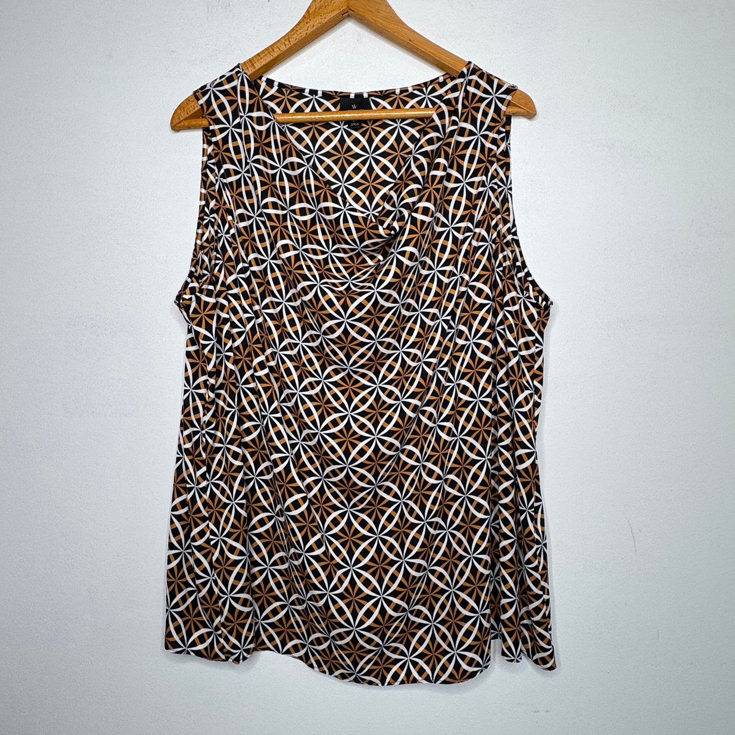 Worthington Geometric Print Drape Neck Sleeveless Top - Size 2X