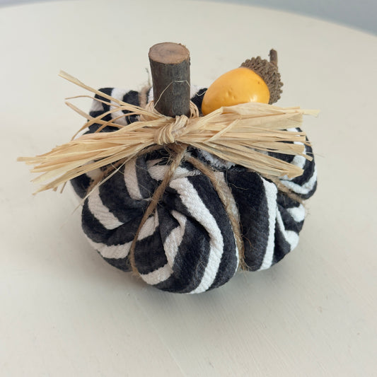 Black & White Striped Stuffed Pumpkin