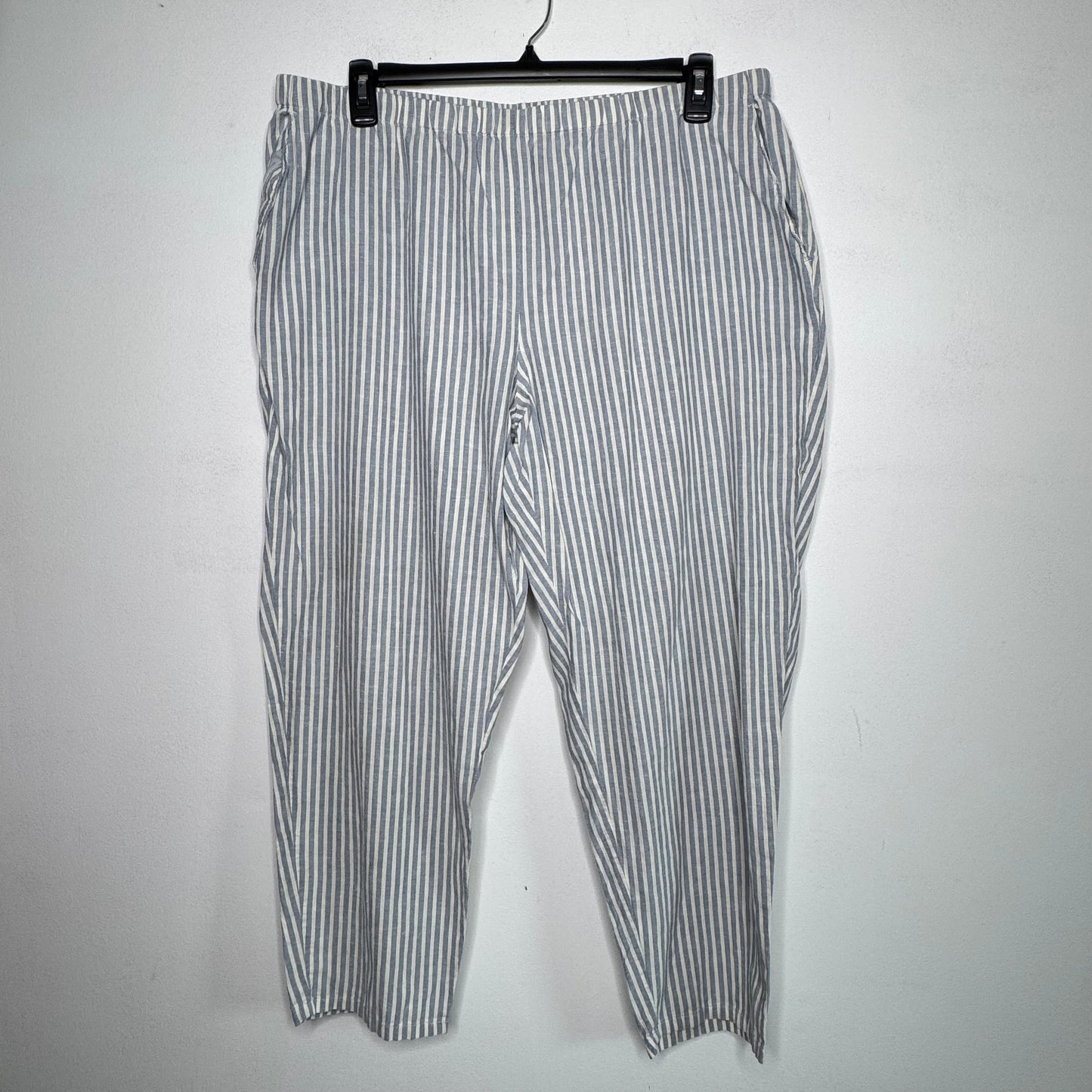 Eileen Fisher Striped Organic Linen Pull-On Pants - Size 1X