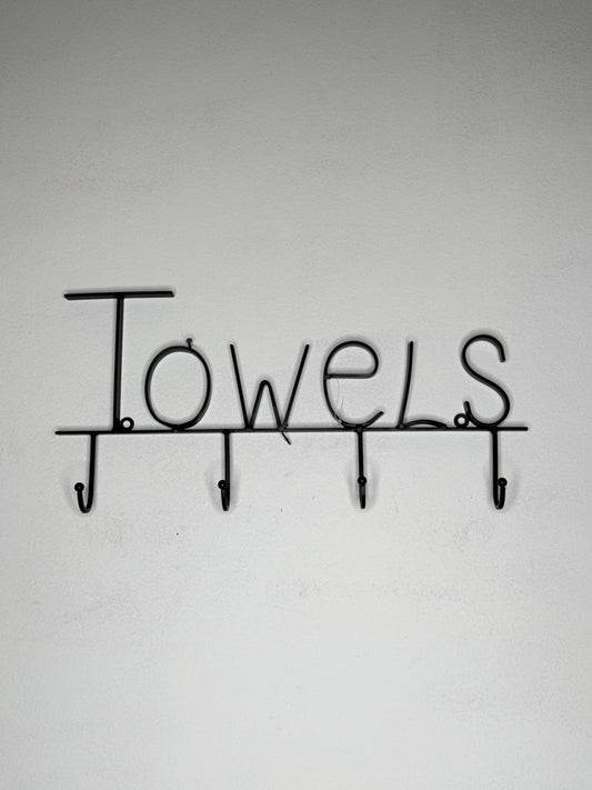 Black Metal Towels Wall Hook