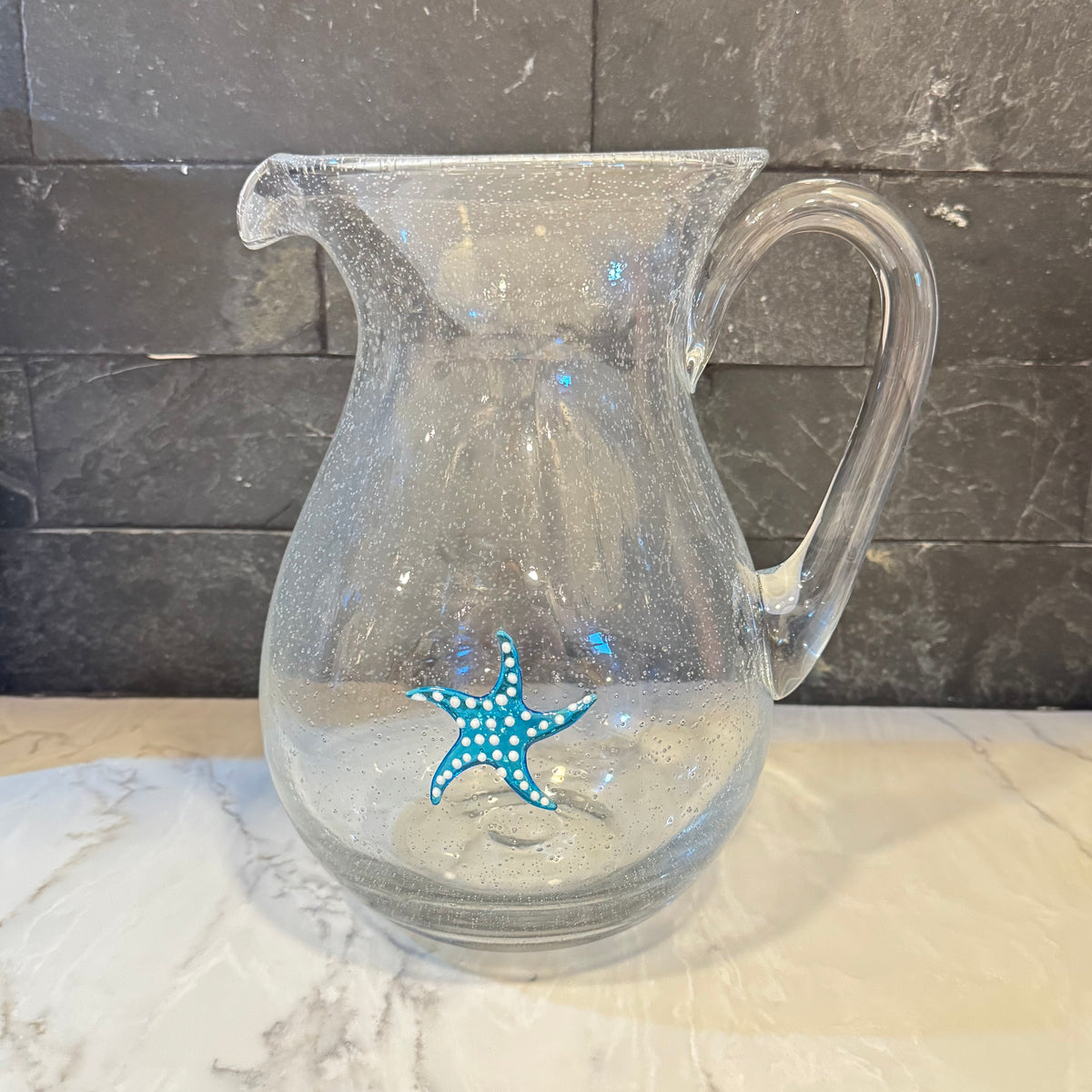 Bubble Glass Pitcher With Starfish