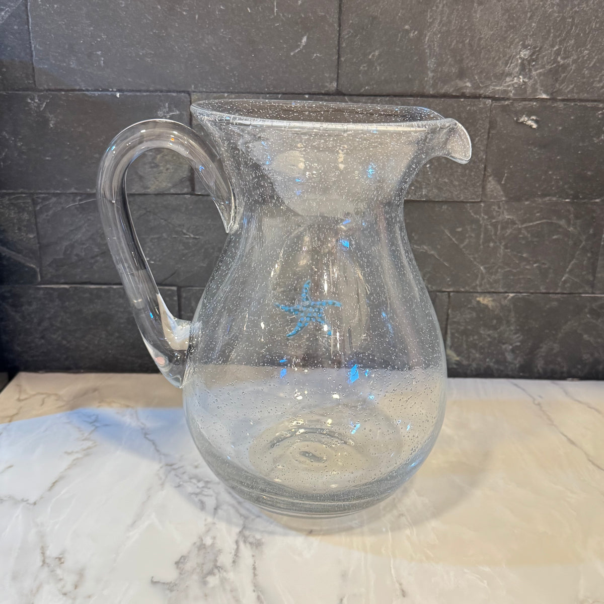 Bubble Glass Pitcher With Starfish