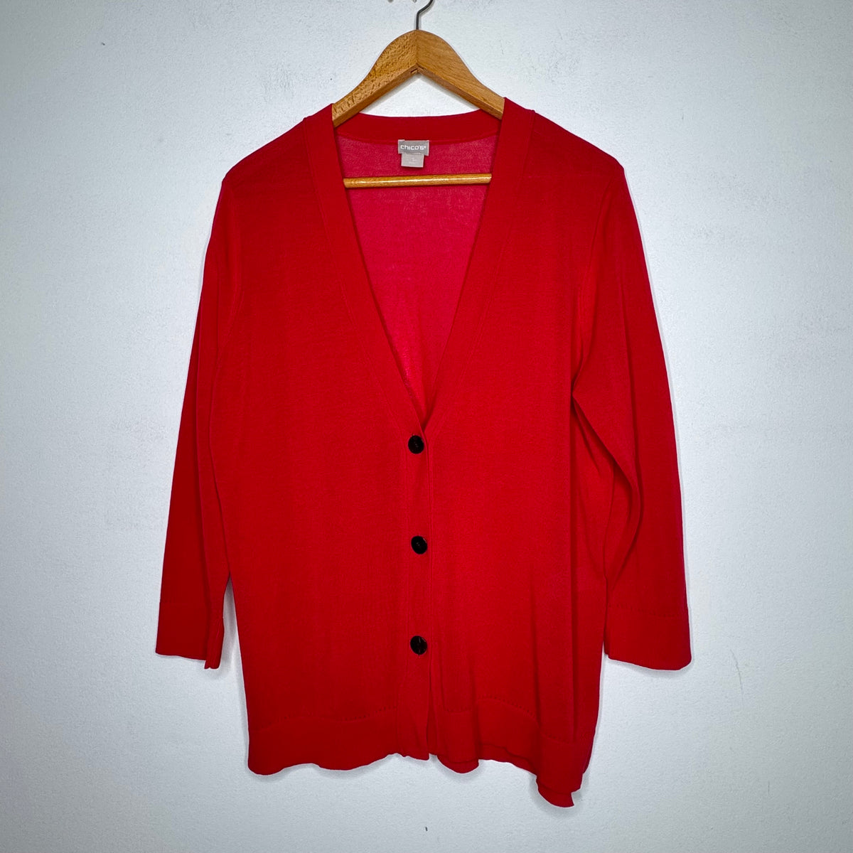 Chico’s Red Lightweight Cardigan Sweater - Size Large