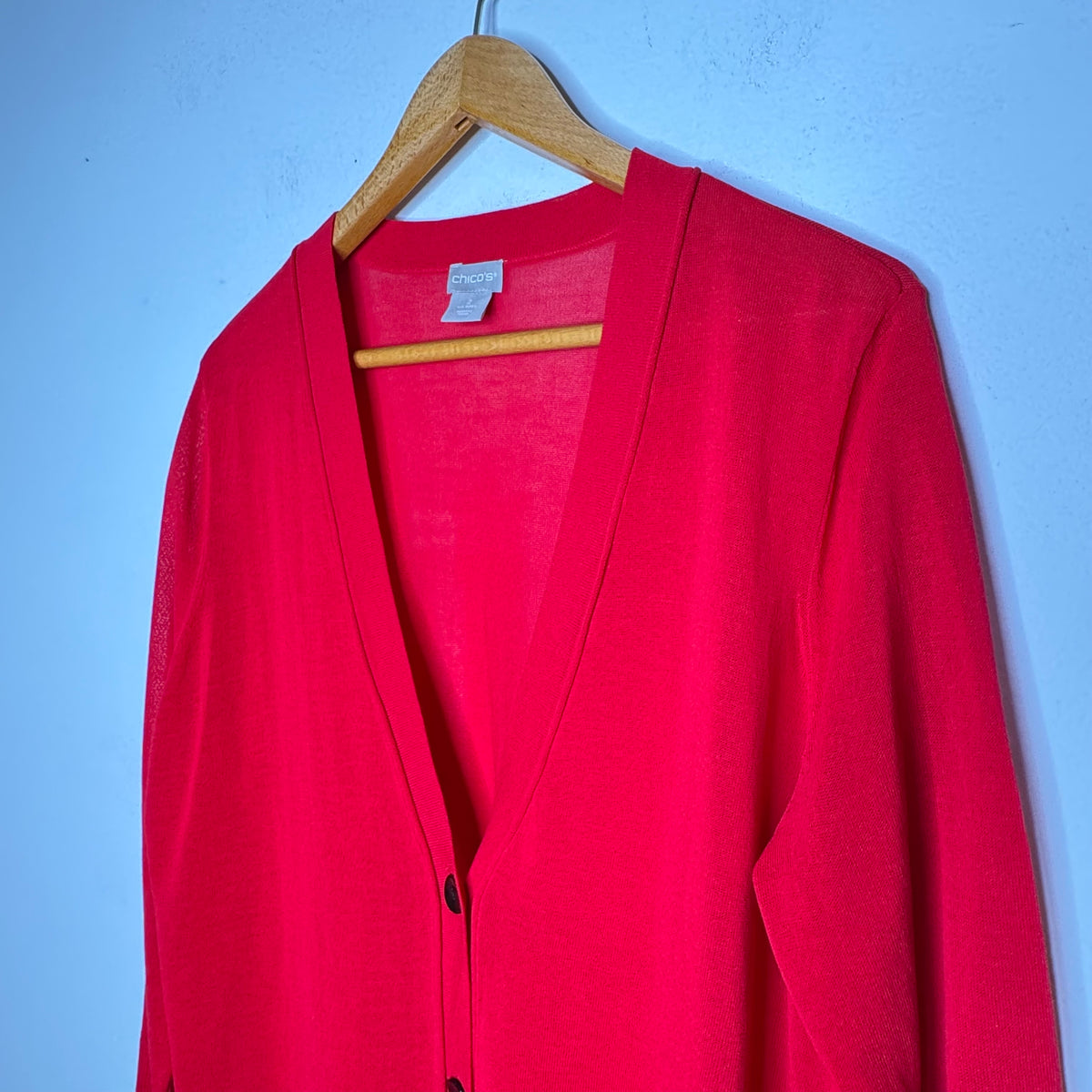 Chico’s Red Lightweight Cardigan Sweater - Size Large