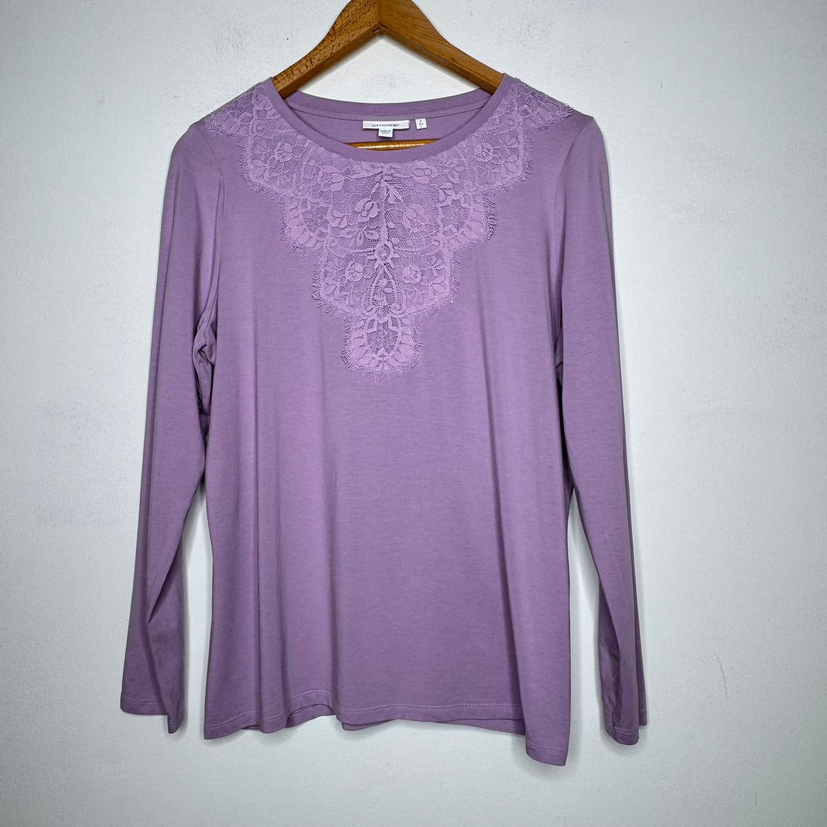 Chico’s Touch of Cool Lace Neck Layering Tee - Size Large