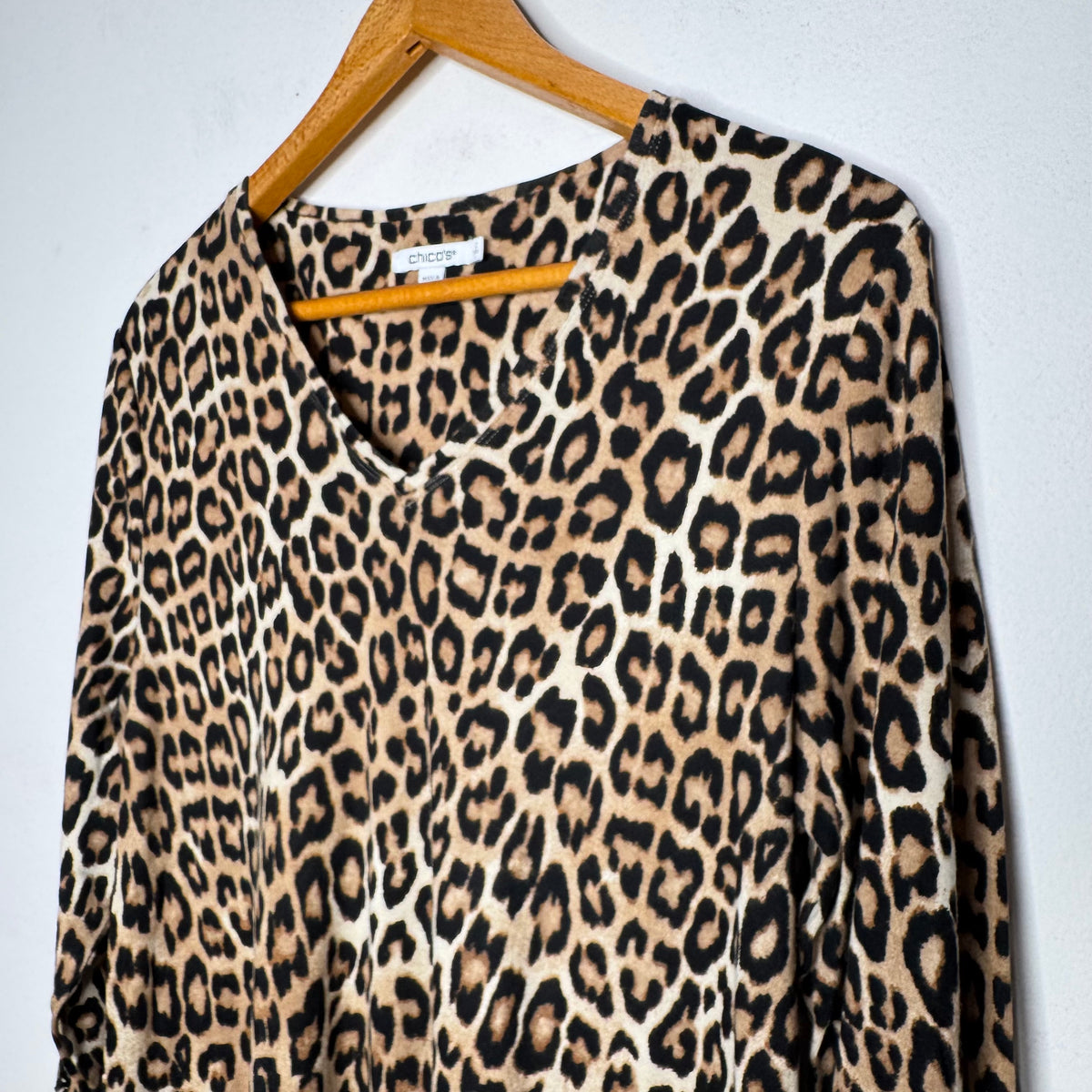 Chico’s Pima Cotton Cheetah Everyday Button Tunic - Size Large