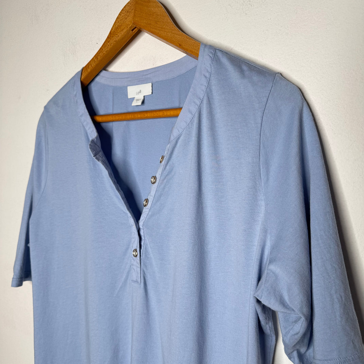 J.Jill Mixed-Media Cotton-Blend Top - Size Large