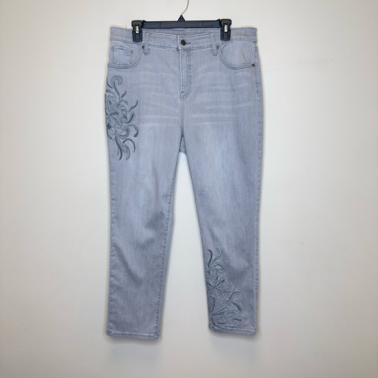 Chico's Girlfriend Tonal Embroidery Ankle Jeans - Size 14