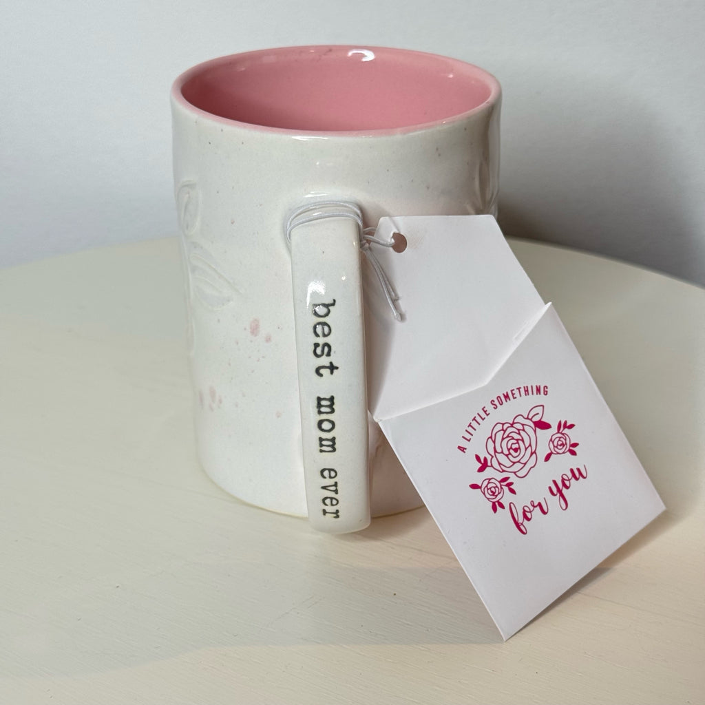 Best Mom Ever Mug w/Embossed Rose Design