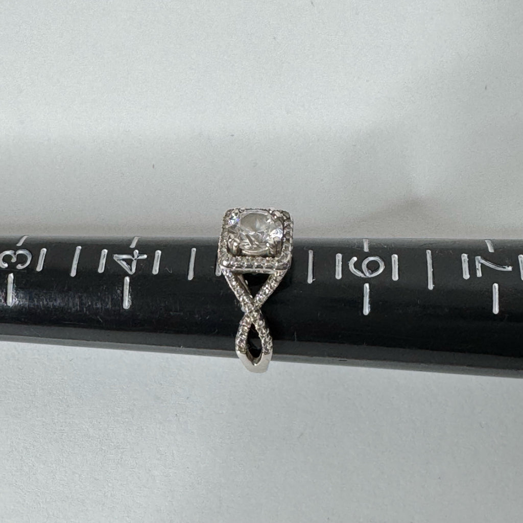 Sterling Silver Square Halo Engagement Ring - Size 5
