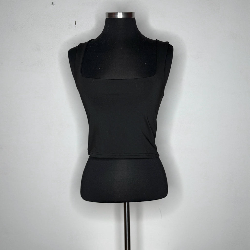 Black Cropped Fitted Tank Top - Size Small