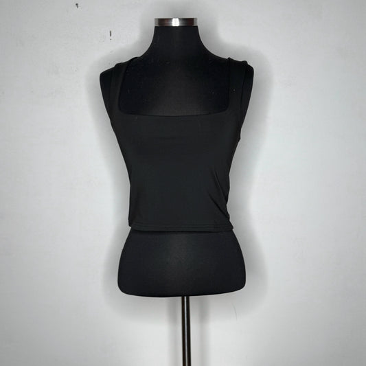 Black Cropped Fitted Tank Top - Size Small