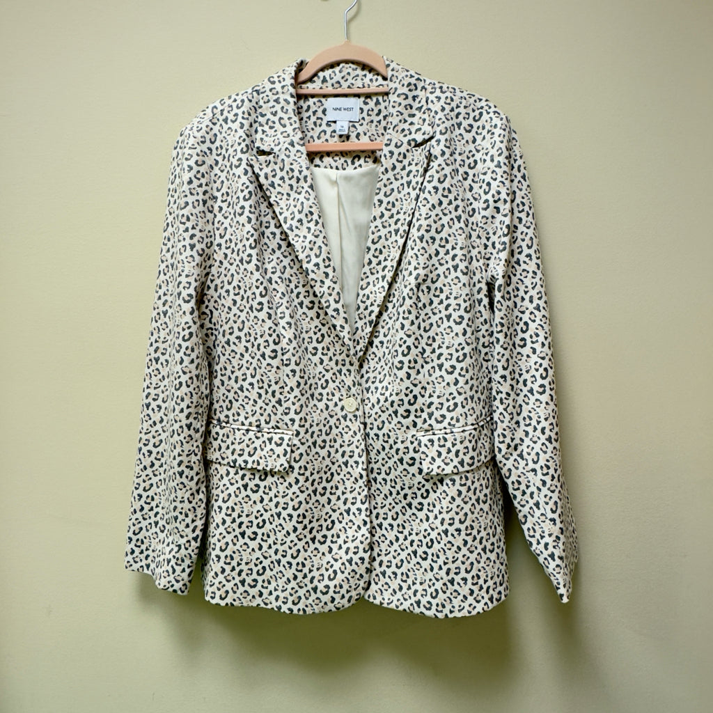 Nine West Leopard Print Blazer - Size 16