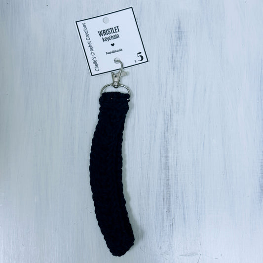 Handmade Crochet Wristlet Keychain - Black