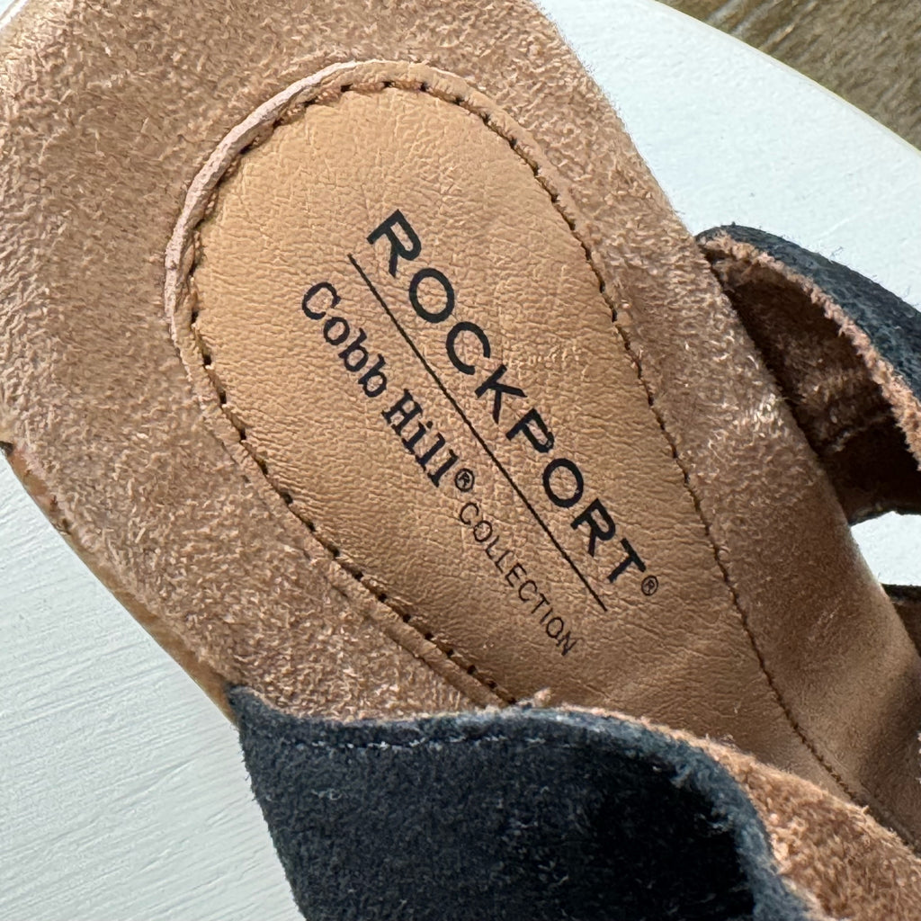 Rockport Cobb Hill Briah Leather Banded Wedge Sling Back Sandals - Size 9