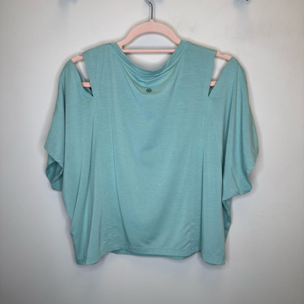 Athleta Intention Tee T-Shirt Cold Shoulder Cropped - Size Large