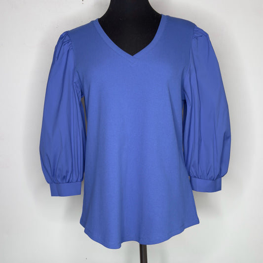 Chico's Balloon Sleeve Mixed Media Top - Size Large