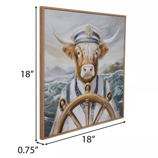 Captain Highland Cow Wood Wall Decor