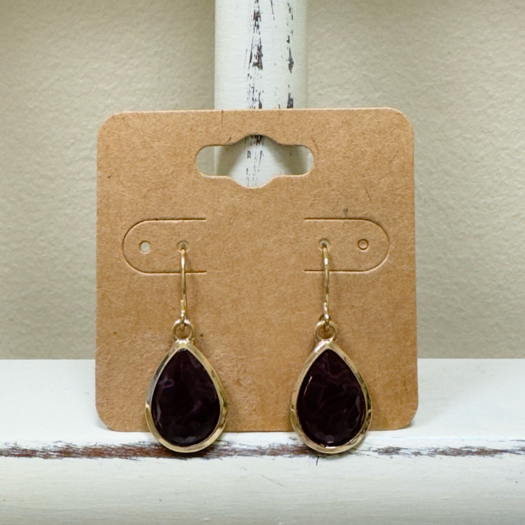 Burgundy & Gold Dangle Earrings
