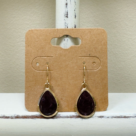 Burgundy & Gold Dangle Earrings
