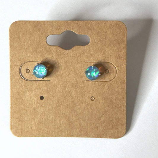 Blue Opal Stud Earrings