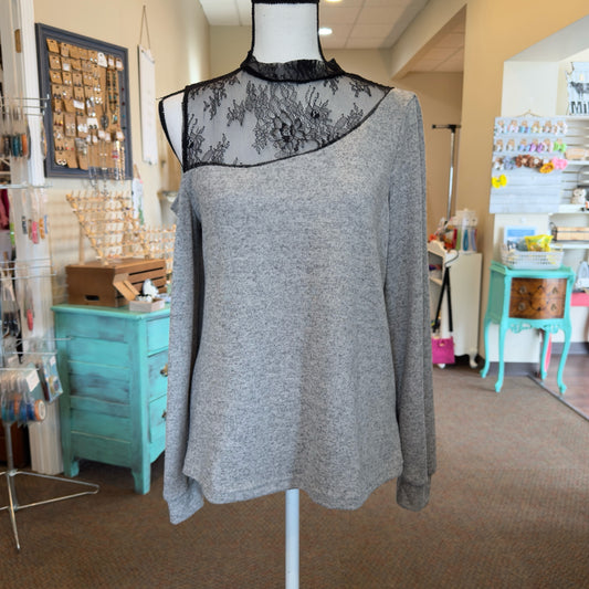 Lace Cold Shoulder Top - Size Small